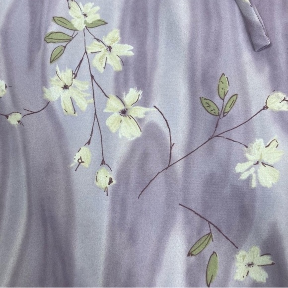 Vintage 90s Casual Corner Lavender Maxi Dress with Tie Blossom Print Modest Sz 6 - Picture 14 of 15